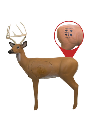 Pro Hunter Double Duty Buck White Tail Deer Foam 3D Archery Target with Target Painted on Back for Broadhead Shot Tuning